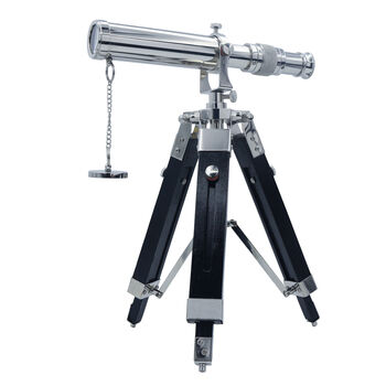 Personalised Chrome Telescope With Black Wooden Tripod, 9 of 11