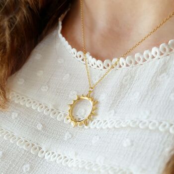 Gold Plated Bohemian Sun Statement Necklace, 2 of 3