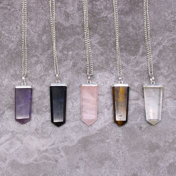 Gemstone Flat Pencil Pendant Rose Quartz, 5 of 8