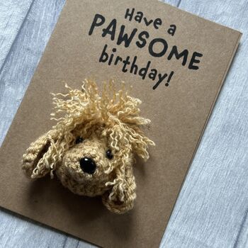 Cavapoo Cockerpoo Cavachon Doodle Crochet Birthday Card Handmade, 7 of 8