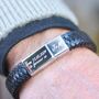 Men's Personalised Leather Plait Message Bracelet, thumbnail 1 of 8