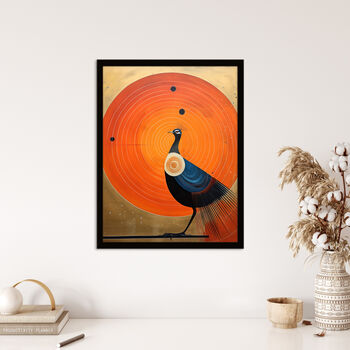 Prominent Peacock Stunning Bird Orange Wall Art Print, 4 of 6