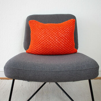 Hand Knit Textured Cushion In Rust, 4 of 7