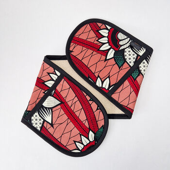 African Print Oven Gloves | Pink Buki Print, 2 of 5