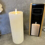 23cm White Ribbed LED Pillar Candle – Real Wax, thumbnail 3 of 12