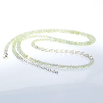 Pale Green Prehnite Long Beaded Necklace With Sterling Silver, 4 of 9