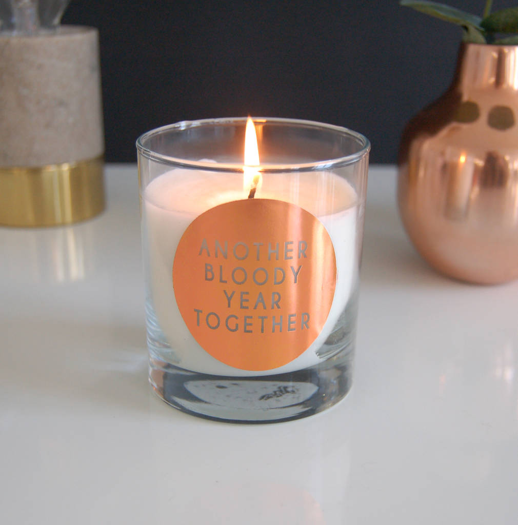 Personalised Rose Gold Copper Anniversary Candle By The Luxe Co