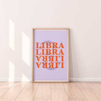 Libra Typography Zodiac Print, 6 of 6