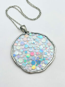 Medium Disco Necklace With Holographic Silver Sparkles, 6 of 12