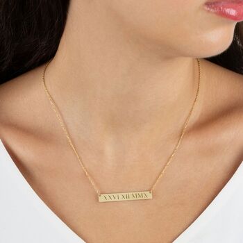Sterling Silver Roman Numeral Bar Necklace, 9 of 11
