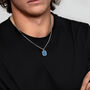 Men's Small Lapis Dog Tag Locket Silver, thumbnail 2 of 9