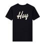 Hoy Script Organic T Shirt Black, thumbnail 1 of 2