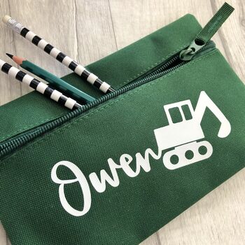 Personalised Child's Name Digger School Pencil Case, 3 of 3