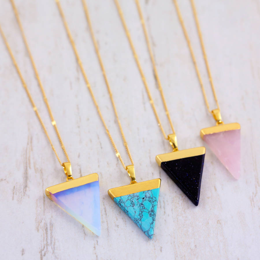 triangle gemstone necklace