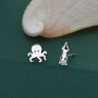 Sterling Silver Octopus And Squid Stud Earrings, thumbnail 1 of 11