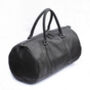 Black Leather Travel Duffle Bag Holdall With Personalised Luggage Tag, thumbnail 4 of 5