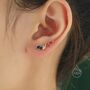 Sterling Silver Rainbow Marquise Cz Cluster Crawler Earrings, thumbnail 2 of 11