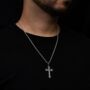 Mens Gold Plated Vintage Cross Necklace Steel Pendant, thumbnail 2 of 10