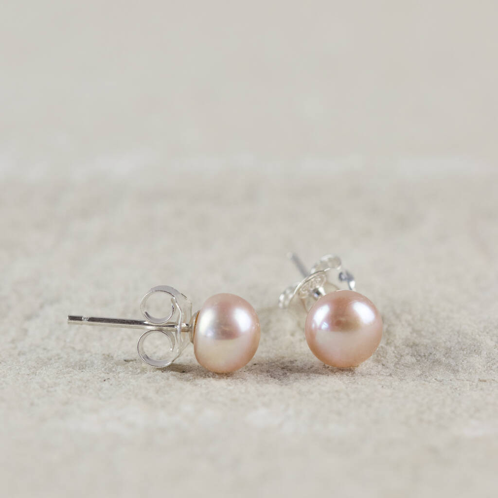 Blush Pink Pearl Stud Earrings By Oh So Cherished