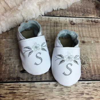 Personalised Embroidered Flower Baby Shoes, 5 of 9