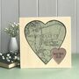 Double Painted Heart Shaped Map Print On Wood, thumbnail 1 of 10