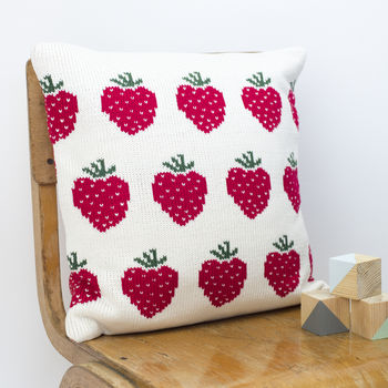 Personalised Knitted Strawberries Cushion, 2 of 4