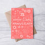 Coral Floral 35th Anniversary Card, thumbnail 1 of 2