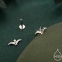 Extra Tiny Pterosaurs Flying Dinosaur Internally Threaded Flat Back Earrings In Sterling Silver, thumbnail 1 of 10