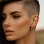 Gold Plated Silver Hexagon Moonstone Ear Pin Earrings, thumbnail 4 of 5
