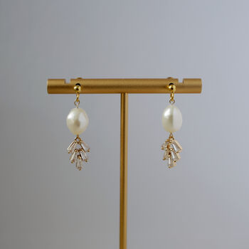 Freshwater Pearl Quartz Gold Plated Stud Earrings, 6 of 6