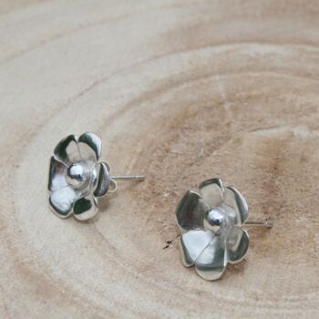 Flower Stud Earrings In Sterling Silver, 4 of 8