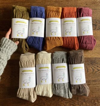 Cosy Alpaca Rib Knit Socks, 2 of 12