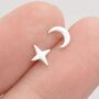 Four Point Star And Moon Stud Earrings, thumbnail 9 of 12