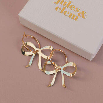 Golden Bow Hoop Earrings, 2 of 4