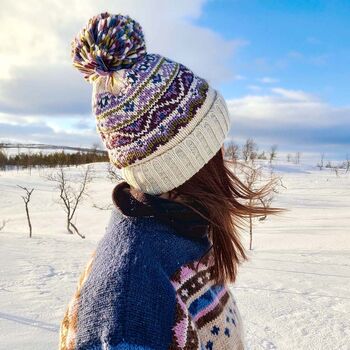 Heather Fairisle Knit Reflective Superbobble Hat, 4 of 4