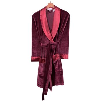 Venus Ladies Velvet Robe In Burgundy, 2 of 6