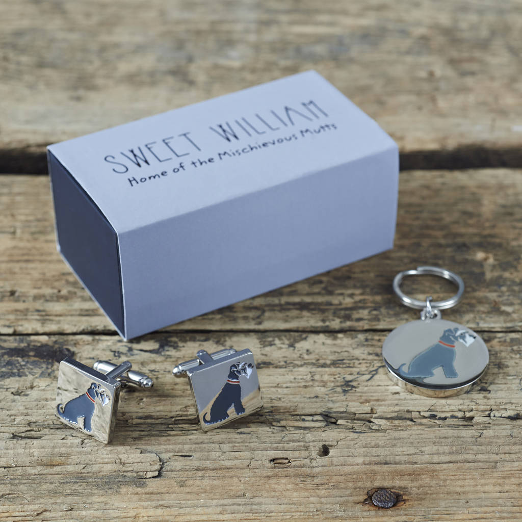 Daddy And Me Grey Schnauzer Cufflinks Dog Tag Set By Sweet Daddy And Me Grey Schnauzer Cufflinks Dog Tag Set