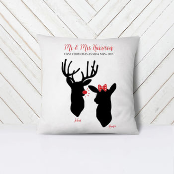 Mr And Mrs First Christmas Cushion, 2 of 2