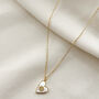 Gold Mother Of Pearl Heart And Flower Necklace, thumbnail 3 of 4