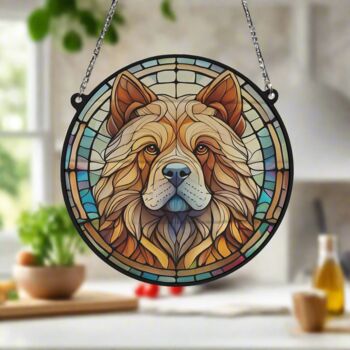 Chow Chow Stained Glass Effect Suncatcher, 4 of 6