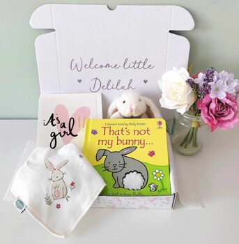 Little Bunny New Baby Girl Sensory Book Gift Set, 2 of 8