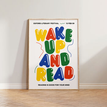 Wake Up And Read Colourful Retro Wall Art Print, 6 of 10