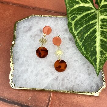 Triple Amber Sun Drop Earrings, 3 of 5