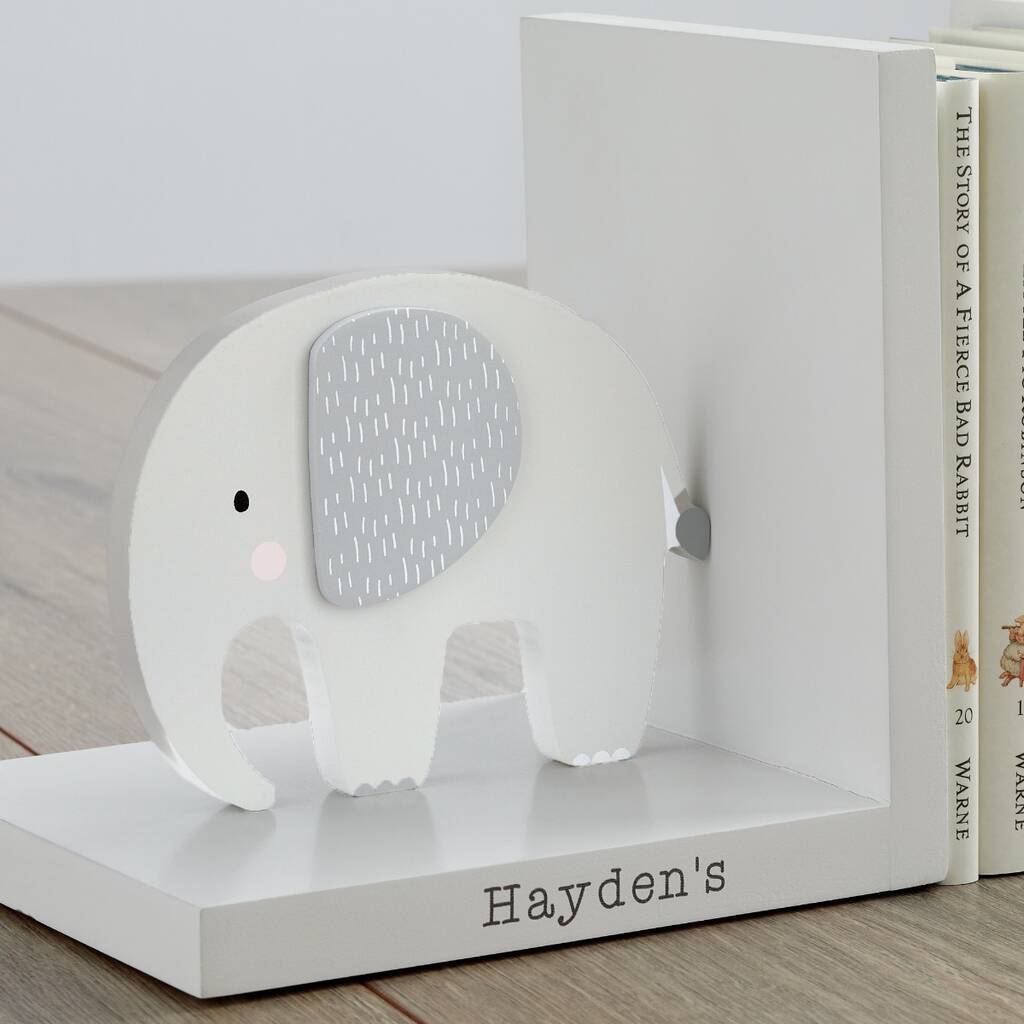 Personalised Grey Elephant Bookends By My 1st Years