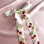 Summer Cherry Print Silk Tess Hair Ribbon, thumbnail 1 of 3