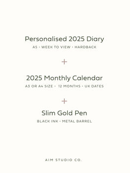 2025 Personalised Diary Bundle With Wall Calendar And Pen, 5 of 10