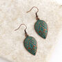 Bronze And Blue Bohemian Pear Shaped Earrings, thumbnail 3 of 3