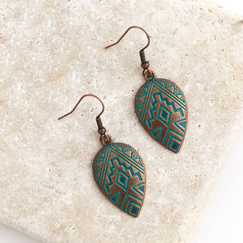 Bronze And Blue Bohemian Pear Shaped Earrings, 3 of 3