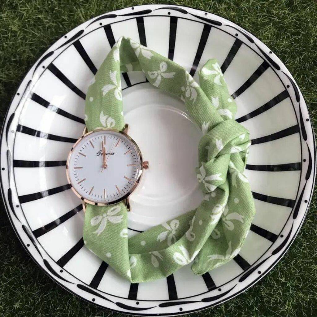Green Floral Changeable Women Cotton Strap Wrist Watch, 1 of 4
