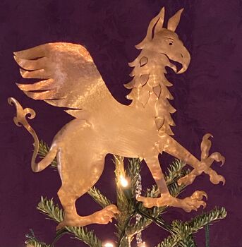 Handwrought Copper Griffin Christmas Tree Topper, 4 of 7